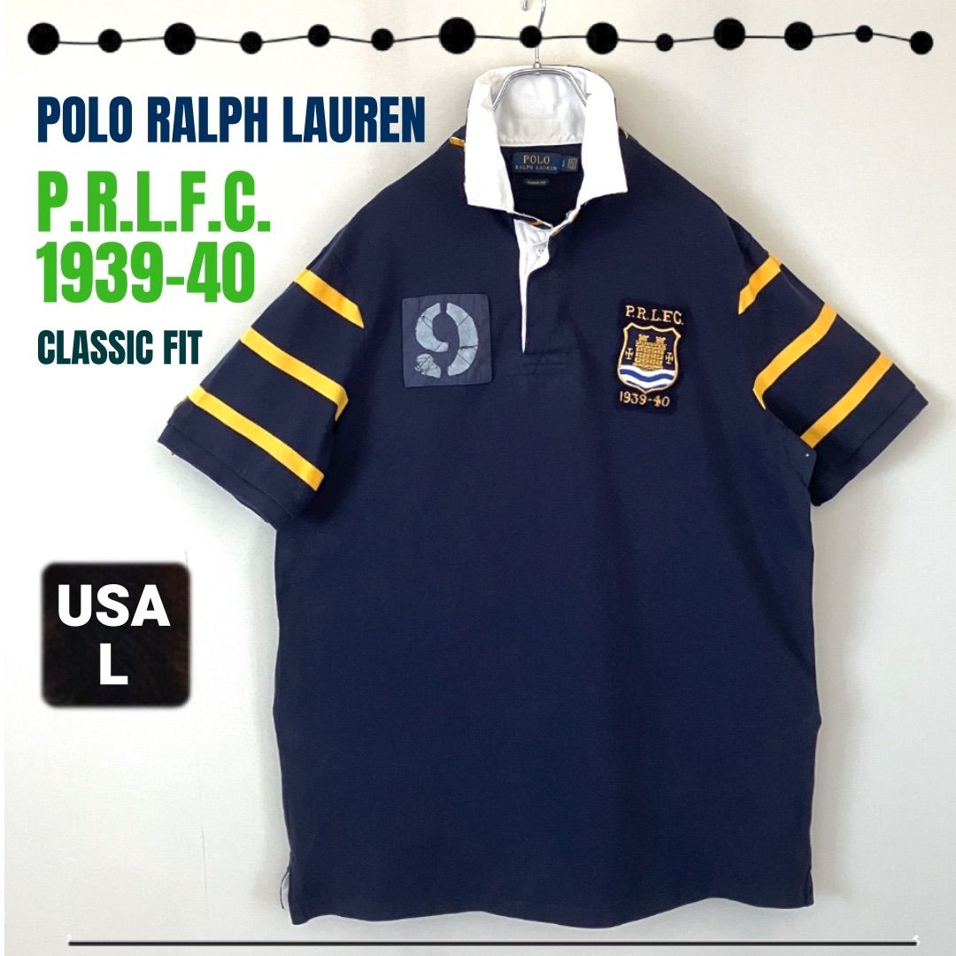   ロゴワッペン ナンバリング ラガーシャツ ポロラルフローレン】ラガーシャツ☆ロゴワッペン☆ナンバリング☆XL