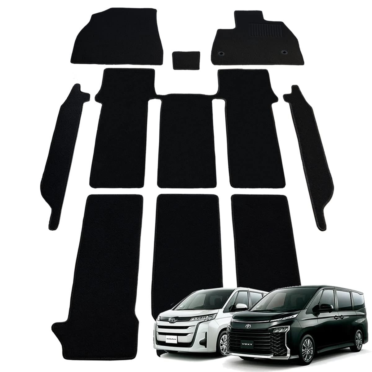 フェニーチェ カーマット フロアマット ステップマット セット 生産 トヨタ ノア ヴォクシー 90系 < ハイブリッド車 | 7人乗り | センターコンソール小型用 > ブラック 滑り止め形状 ずれにくい 車用 マット 車用品専門店