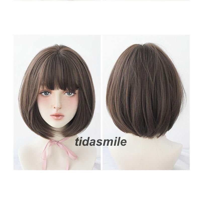 フルウイッグ ショートヘアー 自然なくせ毛風 ブラウン フルウイッグ ショートヘアー 自然なくせ毛風 ブラウン