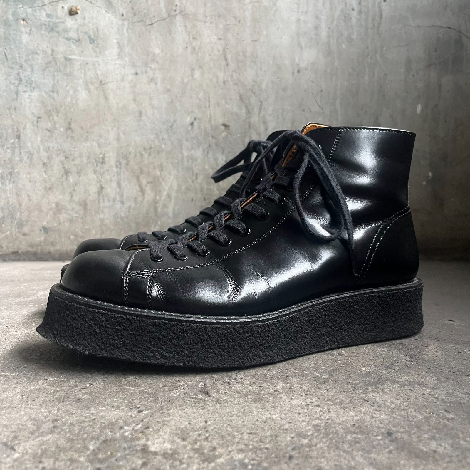 Yohjiyamamoto GLASS LEATHER DEMI BOOTS