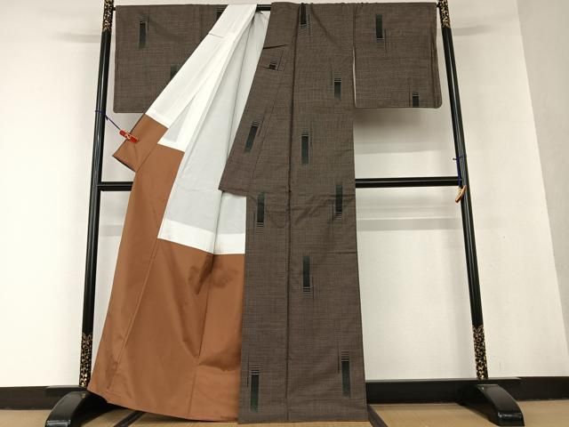 ☆平和島様☆専用出品商品です！ 平和屋着物○本場大島紬 泥染め 9マルキ 短冊文 正絹 逸品 AAAV7091zg