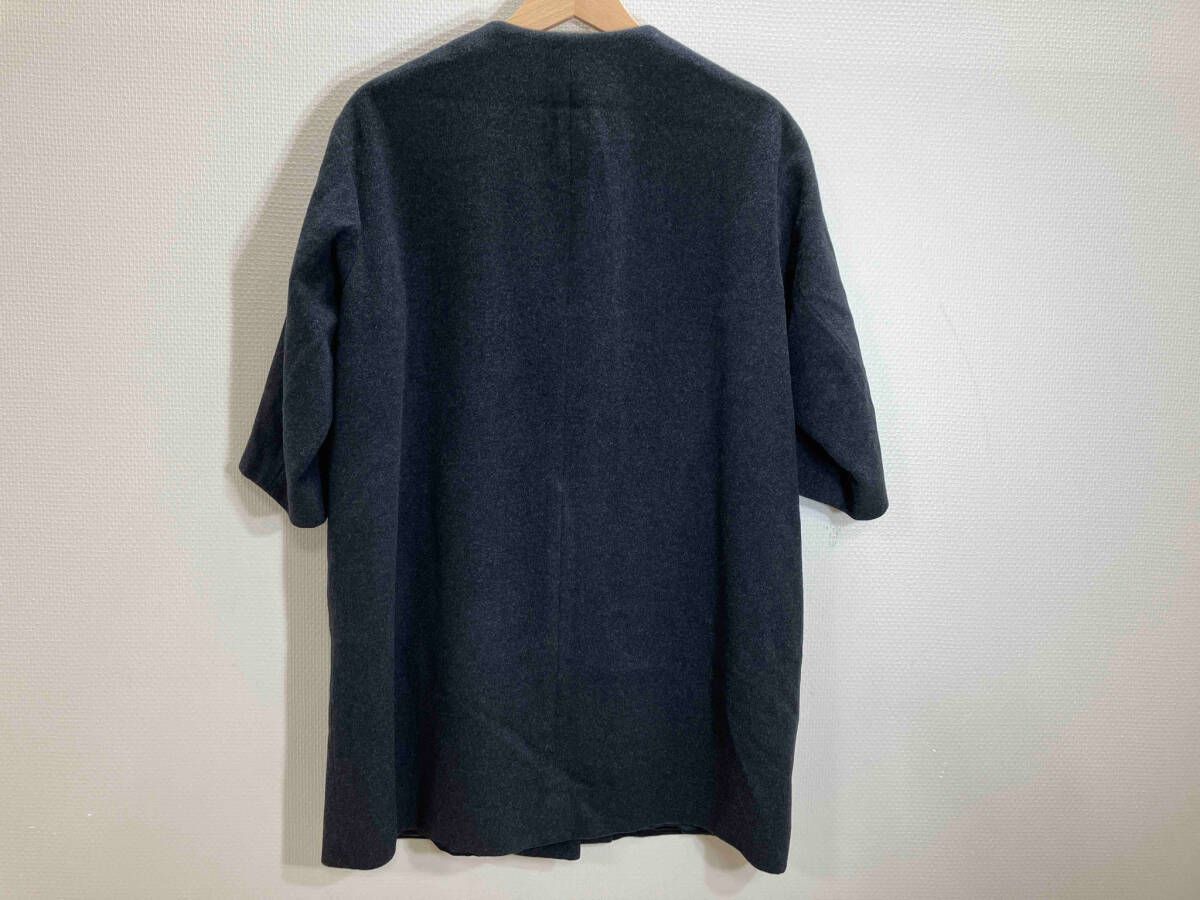 UNITED ARROWS ユナイテッドアローズ 五分袖ウールコート 五分袖 襟無しウールコート チャコールグレー 36