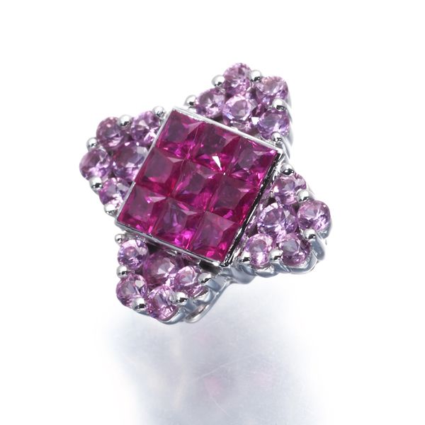 ハートちゃん❣️サファイアミステリーセッティングペンダントネックレス Amazon | [Queen]ホワイトゴールド (K18WG) ダイヤモンド/ルビー