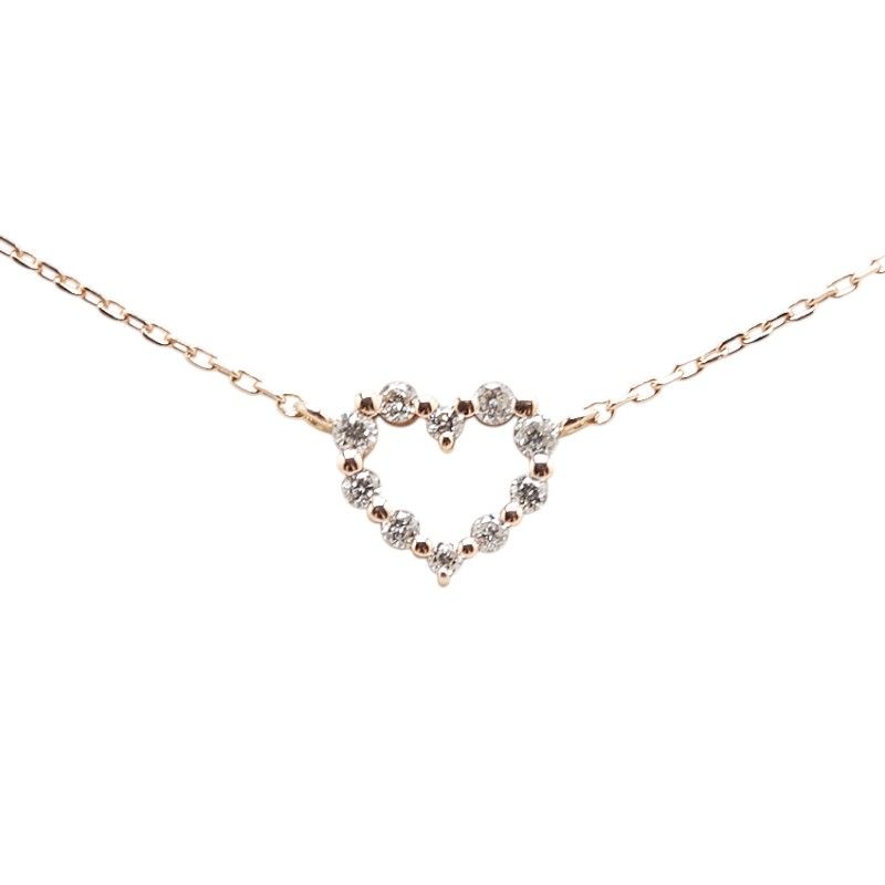 ヴァンドーム青山 フラワーハートモチーフ ネックレスK10 ピンク