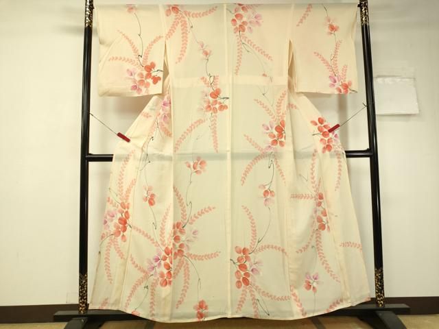 平和屋着物○訪問着 友禅 作家物 流水草花文 正絹 逸品 AAAT5160ck