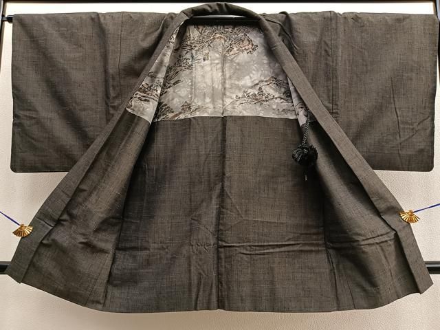 平和屋着物□男性 紬 アンサンブル 霞文 正絹 逸品 BAAQ7532ev