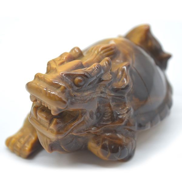 龍亀 ドラゴンタートル 置物 ロングイ タイガーアイ 7cm 天然石