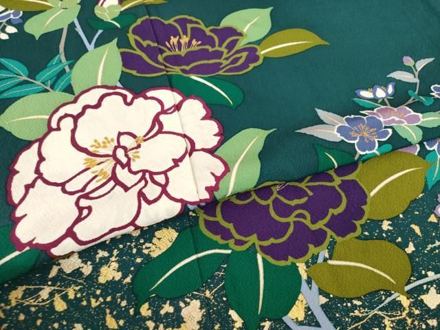 平和屋着物○豪華振袖 流水草花文 暈し染め 銀通し地 正絹