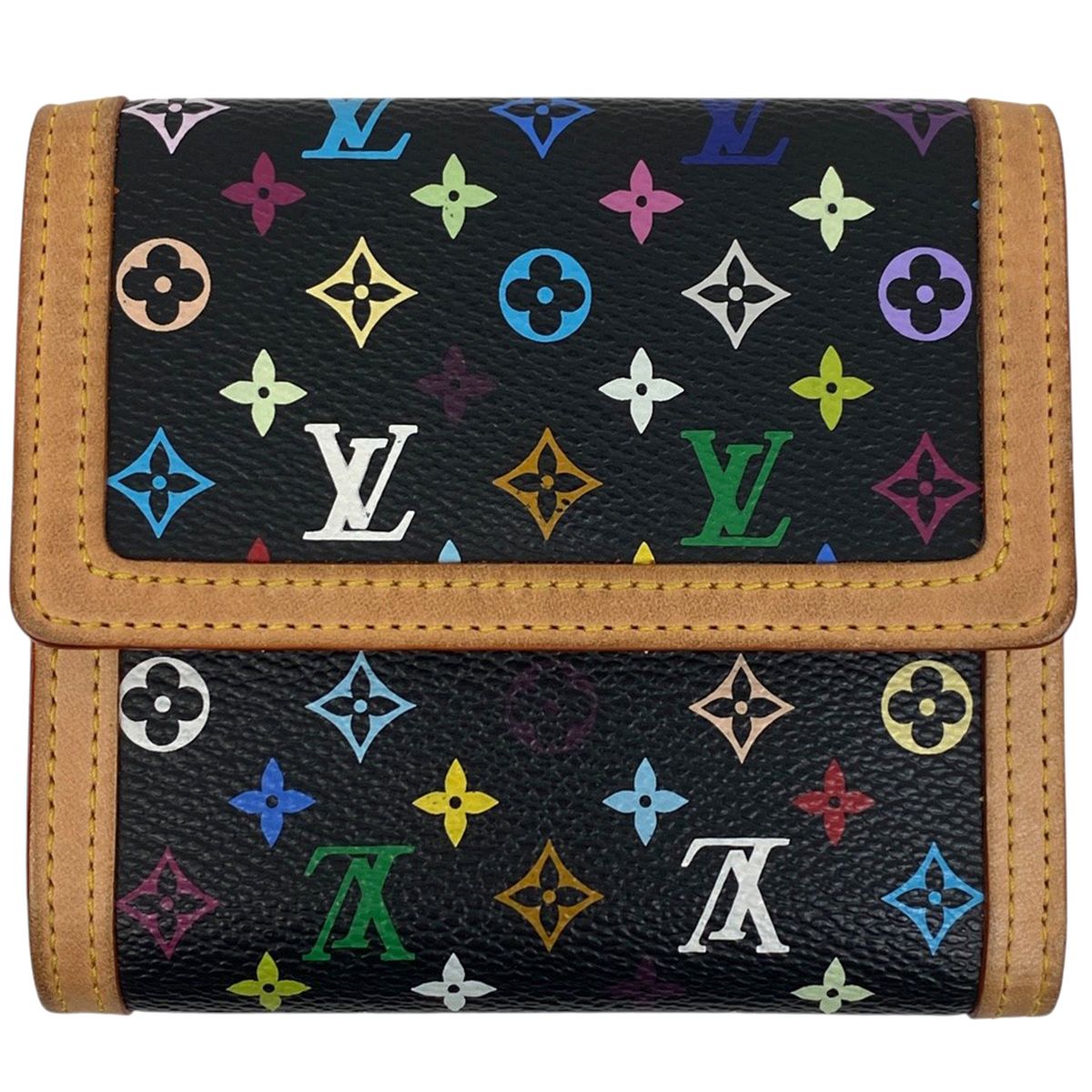 ルイ・ヴィトン ポルトモネ ビエカルト クレディ マルチカラー 黒 M92984 LOUISVUITTON ルイヴィトン ニつ折り財布 ポルトモネ・ビエ