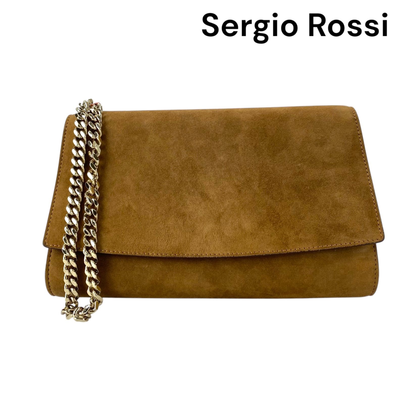 セルジオロッシ Sergio Rossi セカンドバッグ クラッチバッグ チェーン スエード レディース 5D291