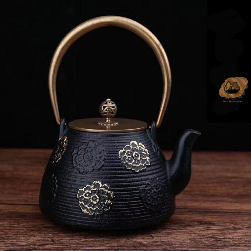 鉄急須 1200ml 黒金 鉄製 急須ホイッスルケトル 鋳鉄