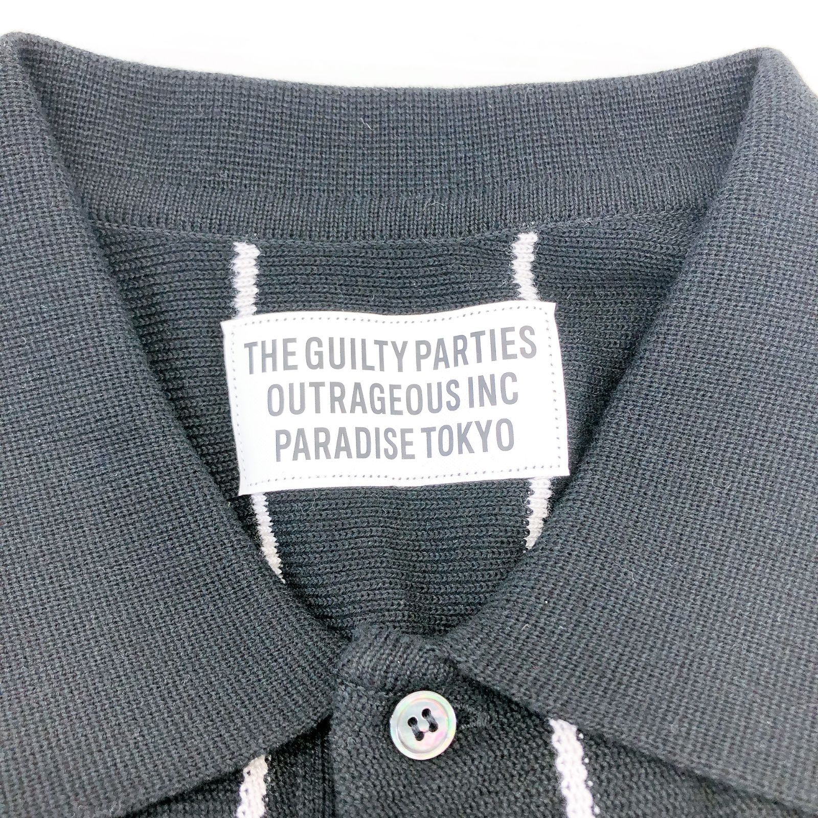 □ 良好 WACKO MARIA ワコマリア ストライプ 半袖 ニット ポロシャツ