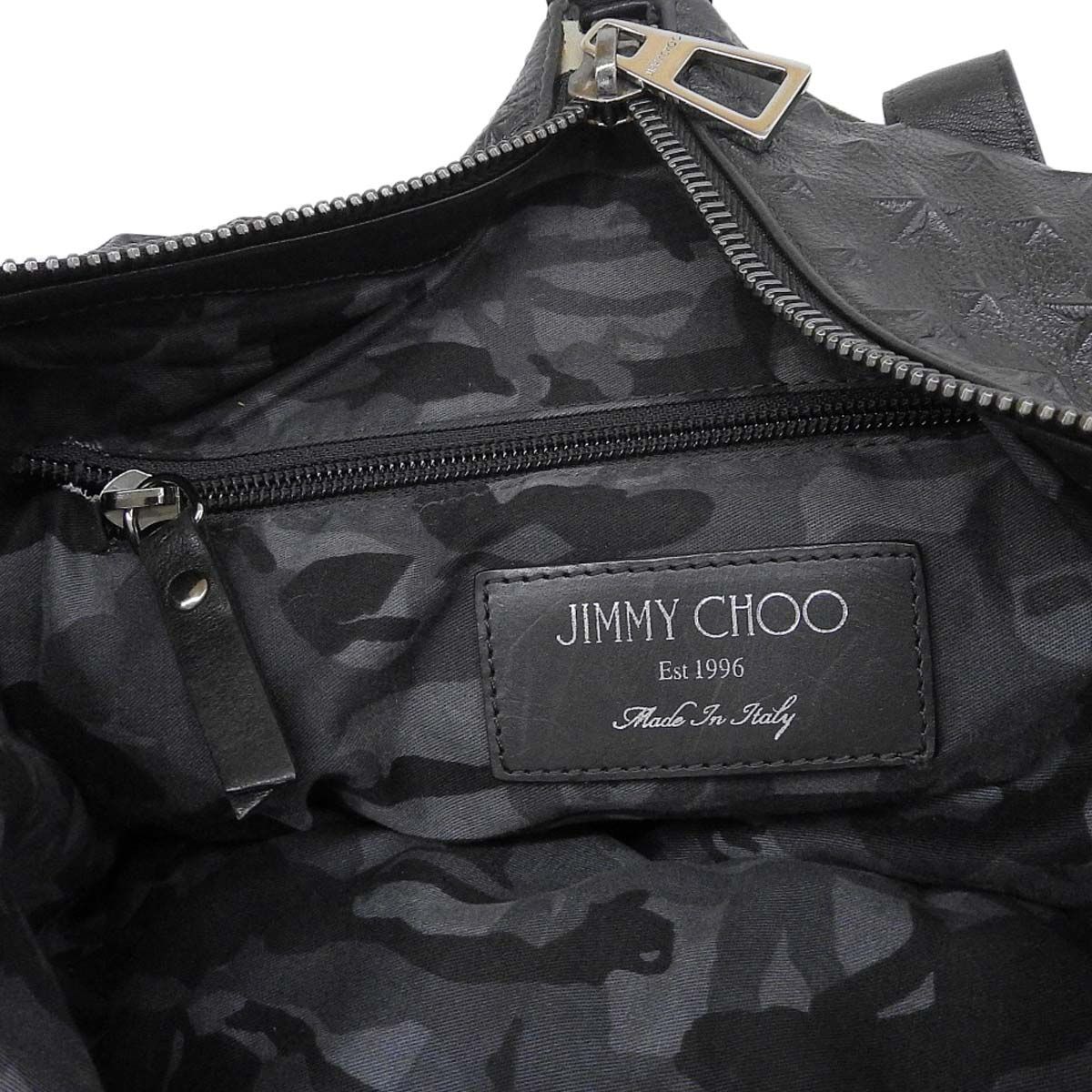 (4271) ジミーチュウ JIMMY CHOO スタッズ レオパード バックパック リュックサック レザー ブラック×ブラウン メンズ 4271