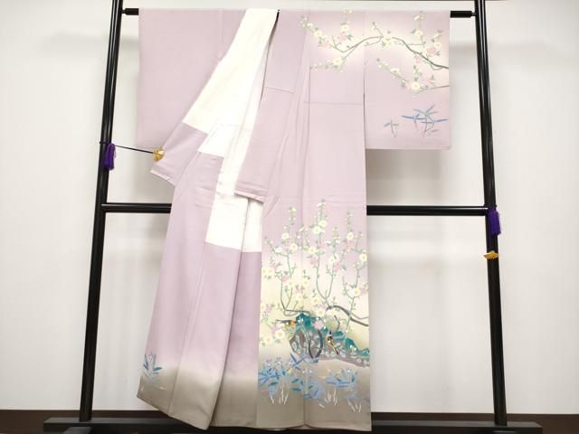 平和屋本店□極上 本加賀友禅作家 百貫華峰 訪問着 花鳥文 暈し染め