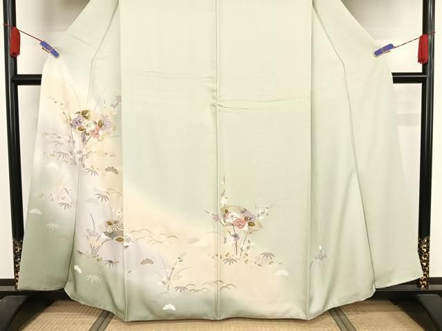 503mh25, 502my33 ●訪問着 金駒刺繍 宝相華 モダン まゆ姿 ● 503mh25○訪問着 金駒刺繍 宝相華 モダン まゆ姿 金彩 重ね衿付