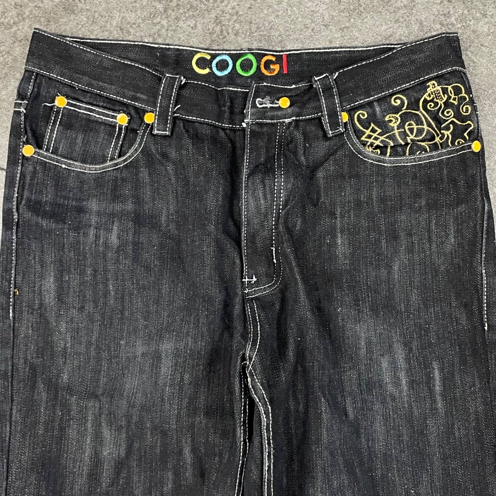 O1 y2k archive Coogi Baggy Black Jeans Denim Hip-Hop B-BOY