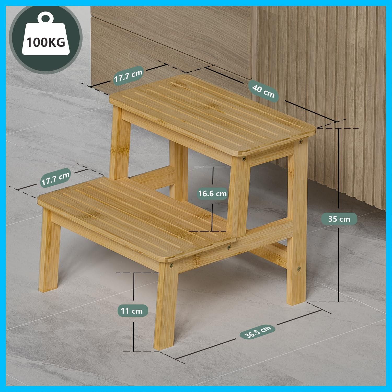 踏み台 脚立ステップ 2段 子供の Focieulo 踏み台 竹製 ステップチェア 玄関 トイレ 観葉植物 台 室内キッチン ペット用階段 環境に優しい 丈夫 安定性 竹色 HRDEVELOPMENT_JP