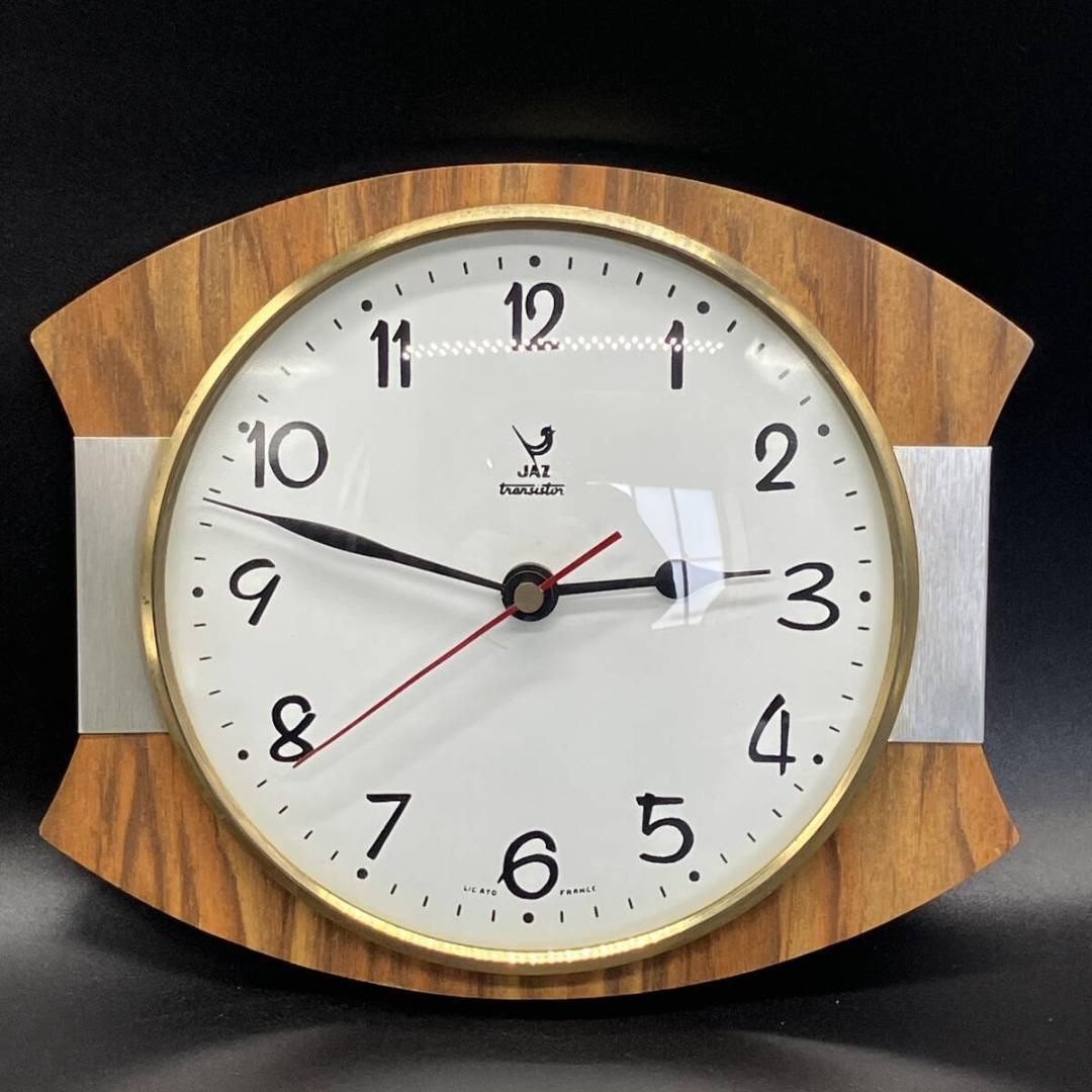 フランス ビンテージ JAZ 壁掛け時計 アンティーク フランス PENDULE 数字のフォントが可愛い 蚤の市 1970 アメリ POP_25A