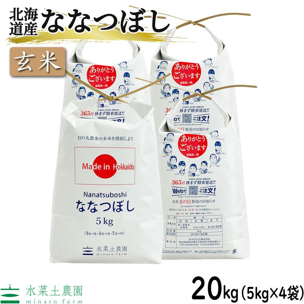 お米 米 玄米 ななつぼし 20kg（5kg×4袋） 北海道産 令