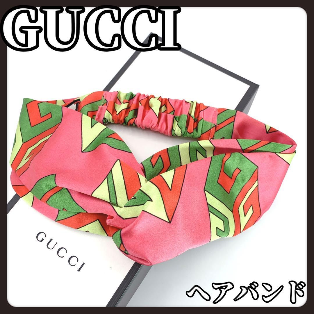 GUCCI グッチ ヘアバンド シルク ピンク Gロゴ 箱付き - メルカリ