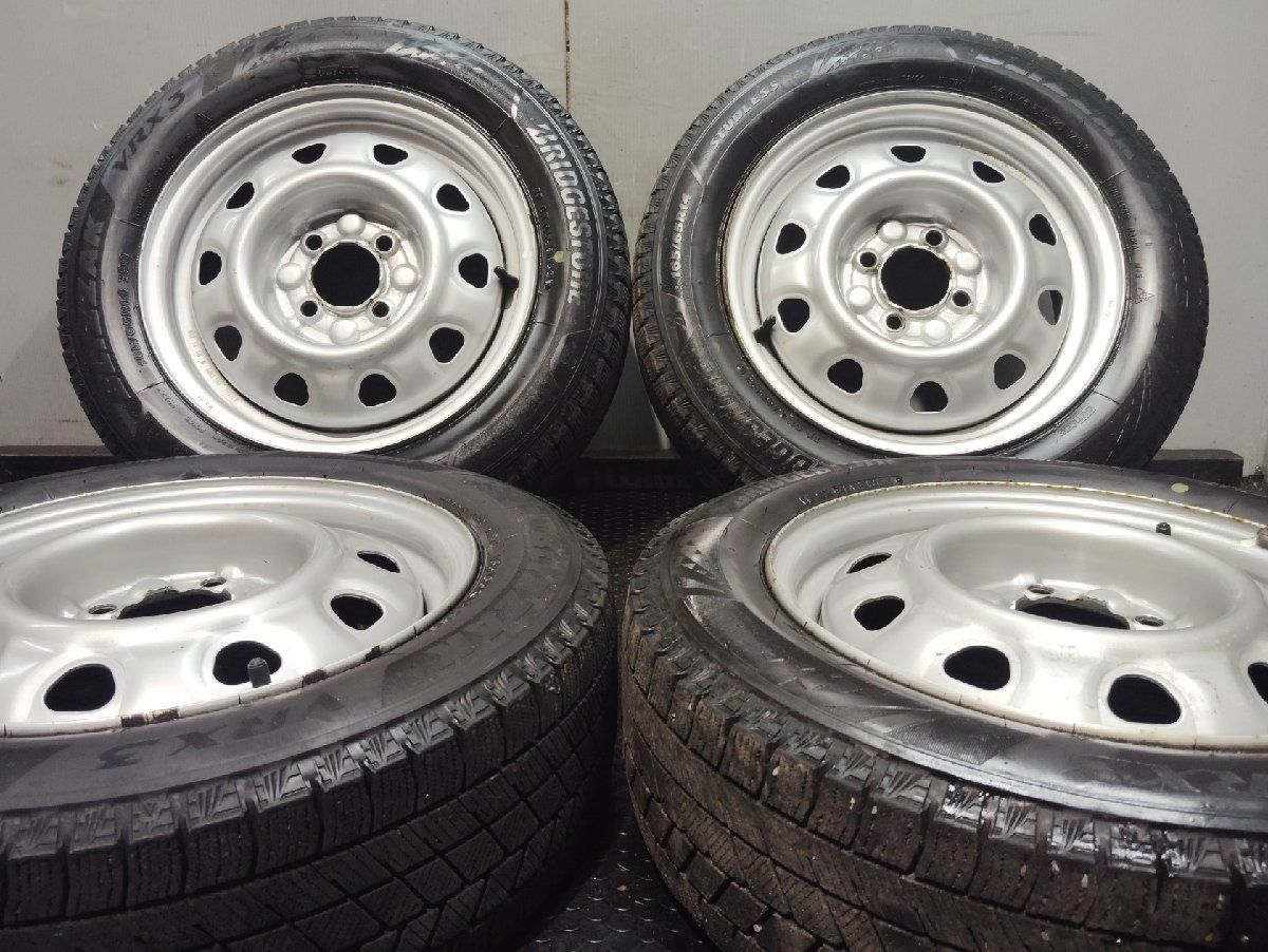 BS BLIZZAK VRX3 165|65R14 スタッドレス スチールホイール 14インチ 5J4HPCD100 21年製 バリ溝 ルーミー パッソ トール等 KTJ422