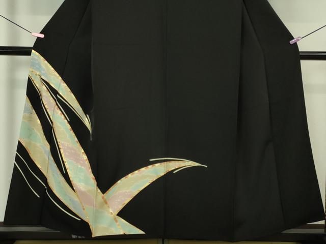 平和屋本店□極上 訪問着 雪輪 橘花文 黒地 金彩 逸品 DZAA4455kh5