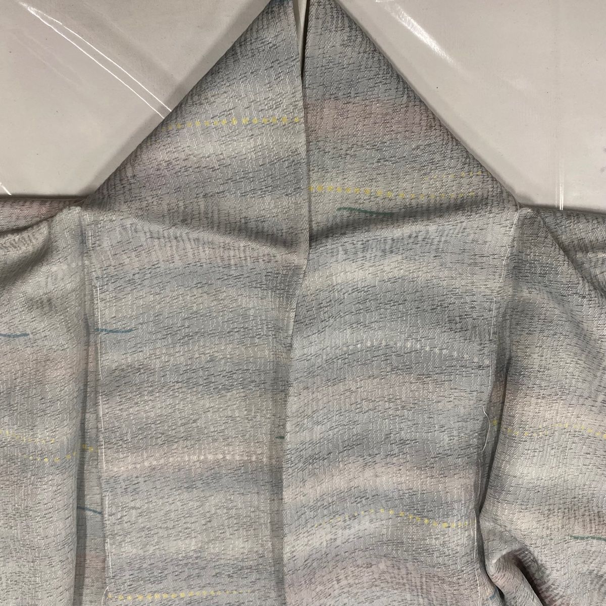 小紋 身丈158cm 裄丈64.5cm M 袷 幾何学 青灰色 正絹 秀品 【中古  