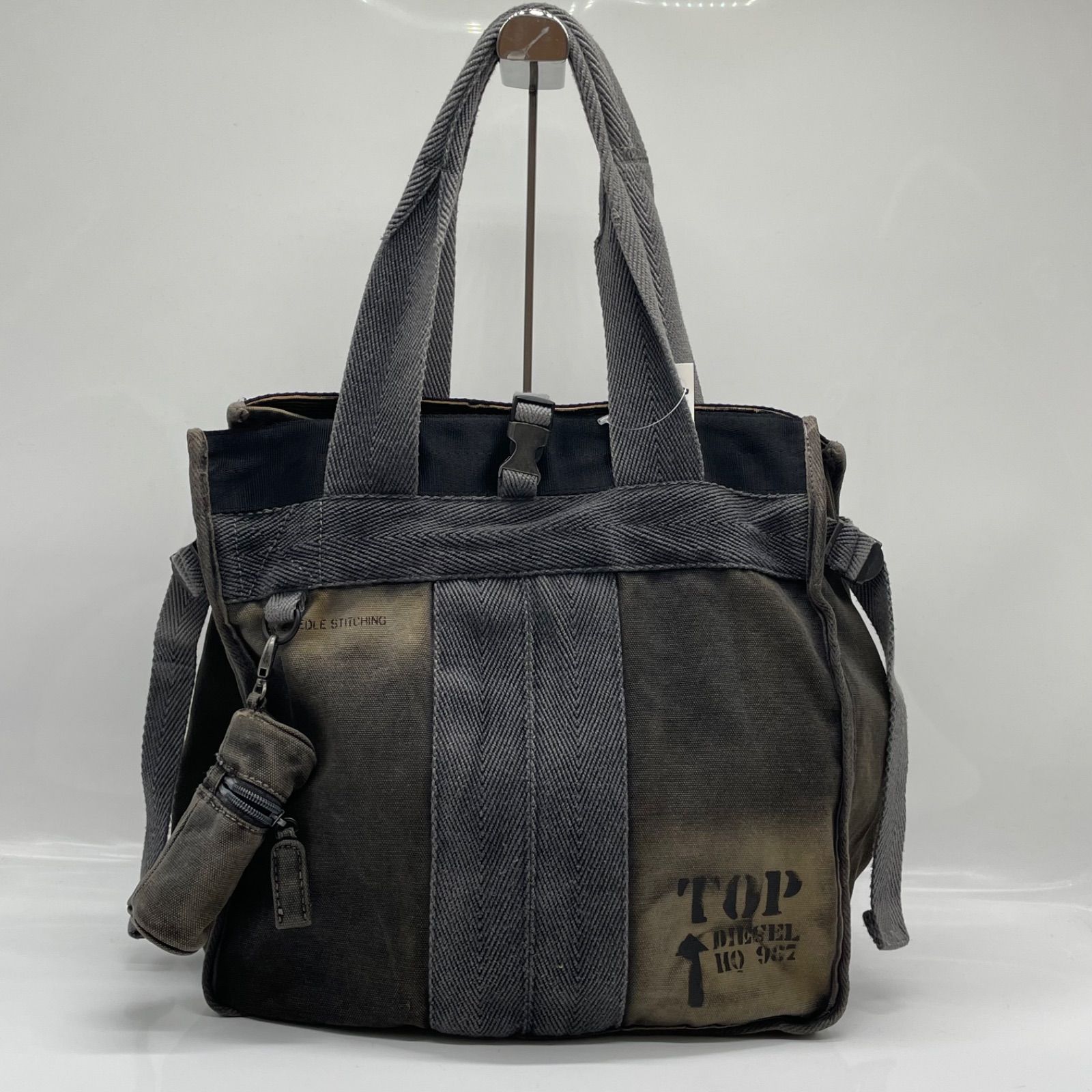 BN6568●DIESEL ディーゼル デニムトートバッグ ヴィンテージ加工 ポーチ付き