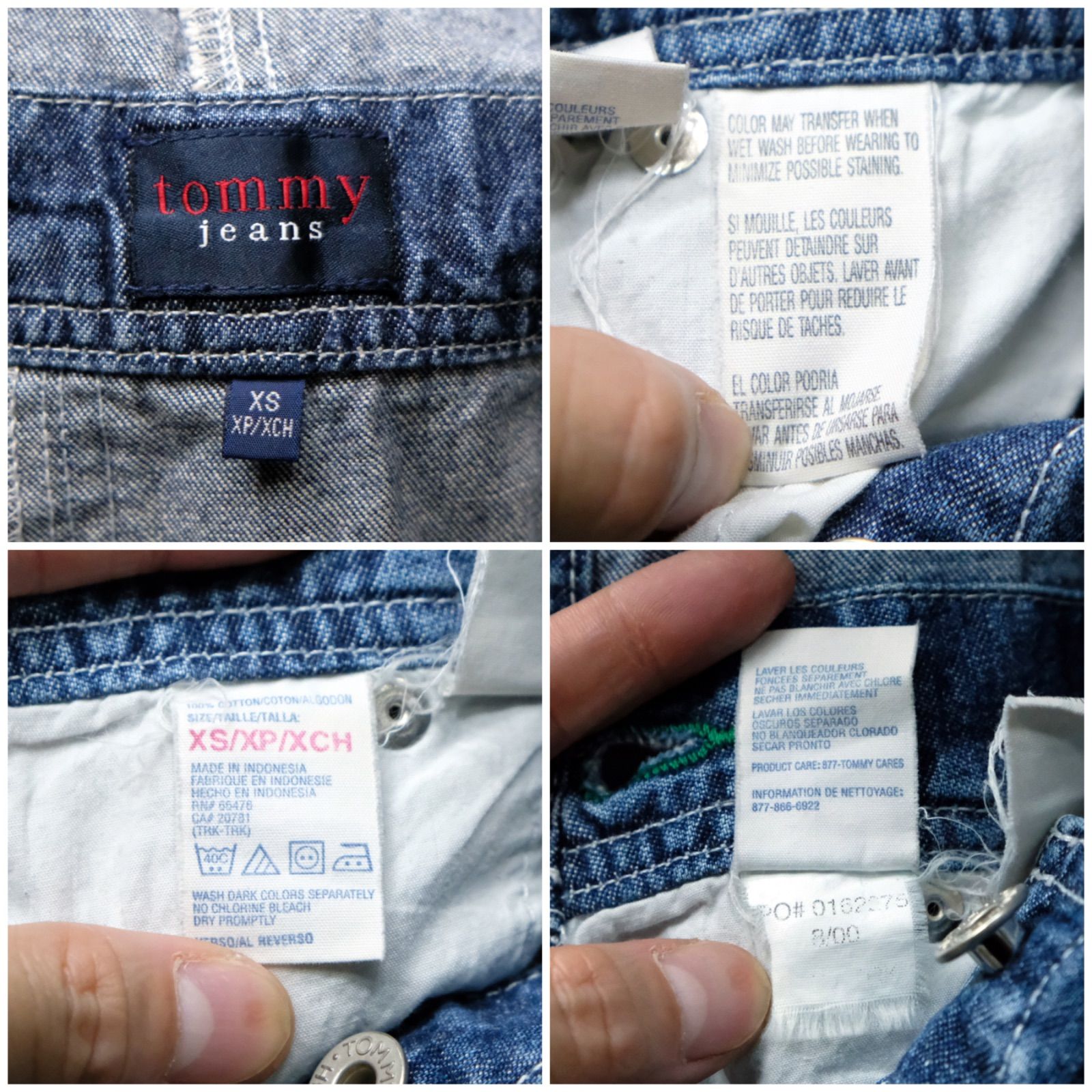 90's Tommy Jeans デニムオーバーオール XS/約82cm サロペット