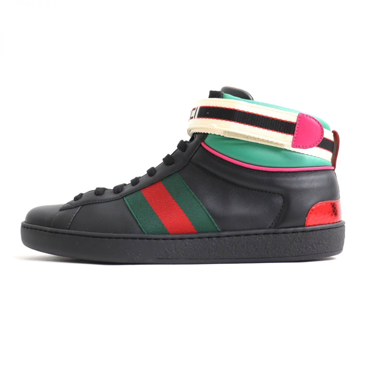 極美品◇GUCCI グッチ 523472 ウェブライン エースストライプ レザー