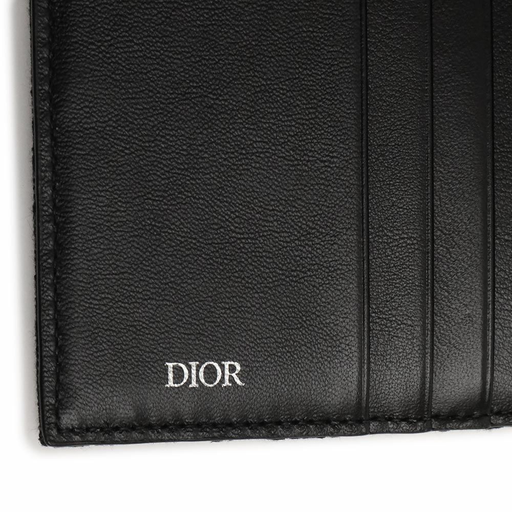 色移り有り Christian Dior 二つ折り財布 オブリーク ジャガード 黒