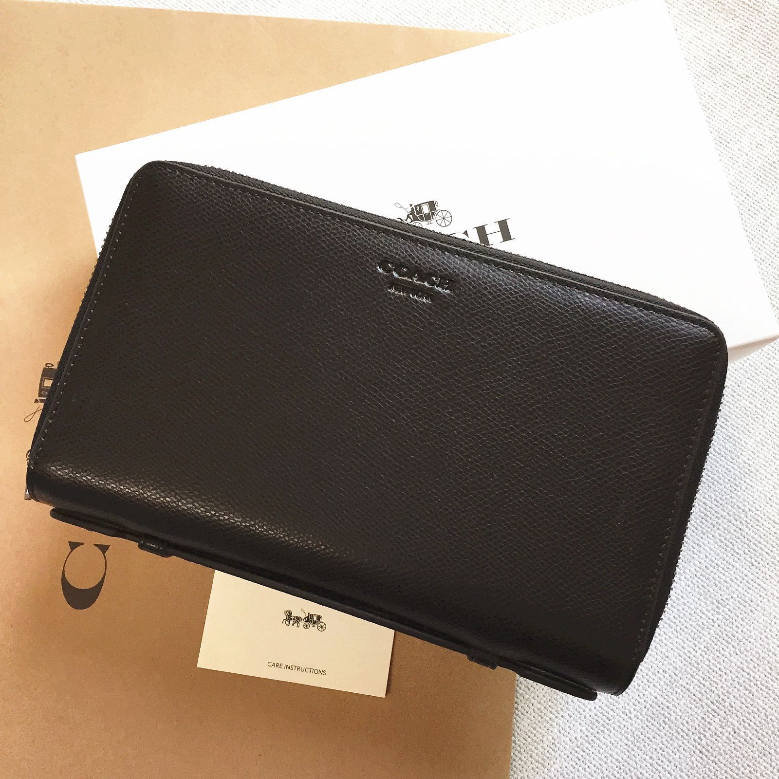 ＜コーチ財布＞COACH/コーチ財布 長財布 F93509 ブラック セカンドバッグ ダブルジップ オーガナイザー メンズ長財布 小銭入れあり アウトレット品 紙袋付属　新品未使用