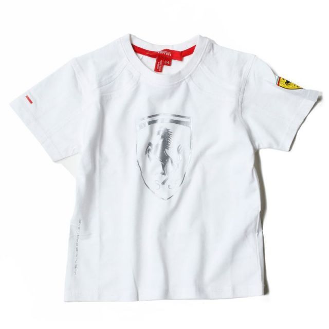 フェラーリ Tシャツ シルバー スクデット キッズ Tシャツ モータースポーツ ウェア Ferrari