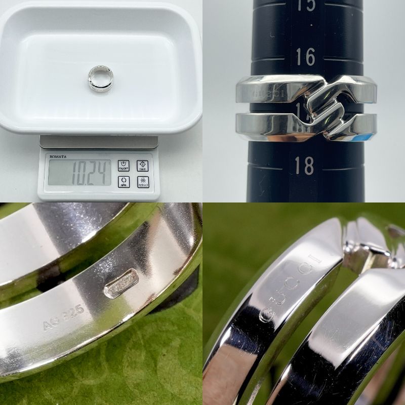 極美品 #18 グッチ インフィニティ ノット ワイド リング/24-5725S