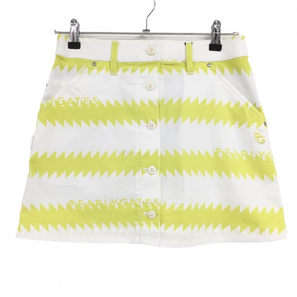新品】パーリーゲイツ スカート 白×イエロー ギザギザボーダー