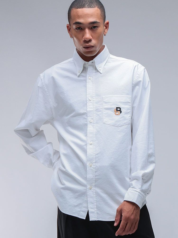 HUGO BOSS (ヒューゴボス) DB モノグラム刺繍 ボタンダウン オックスフォード 長袖 シャツ