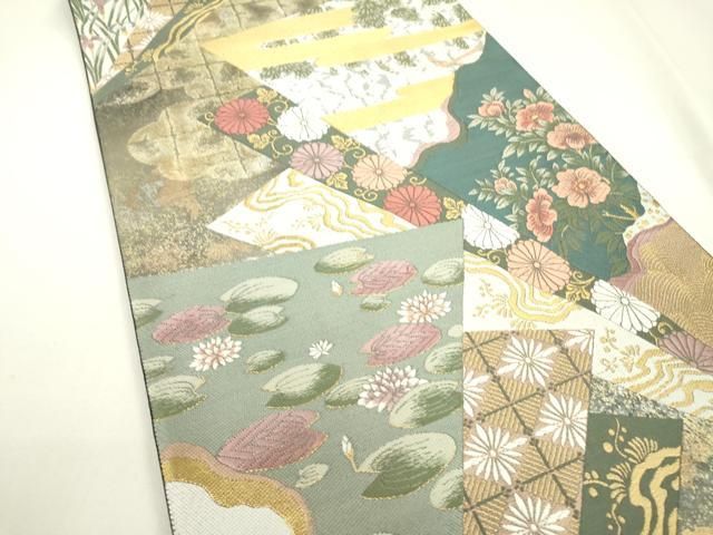 平和屋着物▽西陣 京藝謹製 六通柄袋帯 唐織 花唐草文 金銀糸