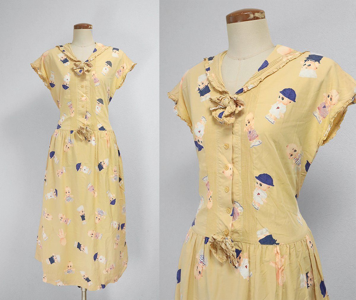 【美品】ピンクハウス　ロングワンピース　セーラーカラー　キューピー　ピンク 美品】ピンクハウス ロングワンピース セーラーカラー