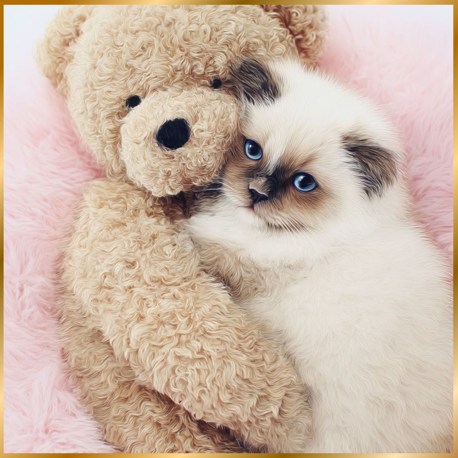 くまのぬいぐるみ - ラグドールキャット テディーベア teddy bear かわいい 癒し系 インテリアアート ペットロス うちの子 記念日 アートポスター 犬の絵 犬のイラスト ギフト プレゼント