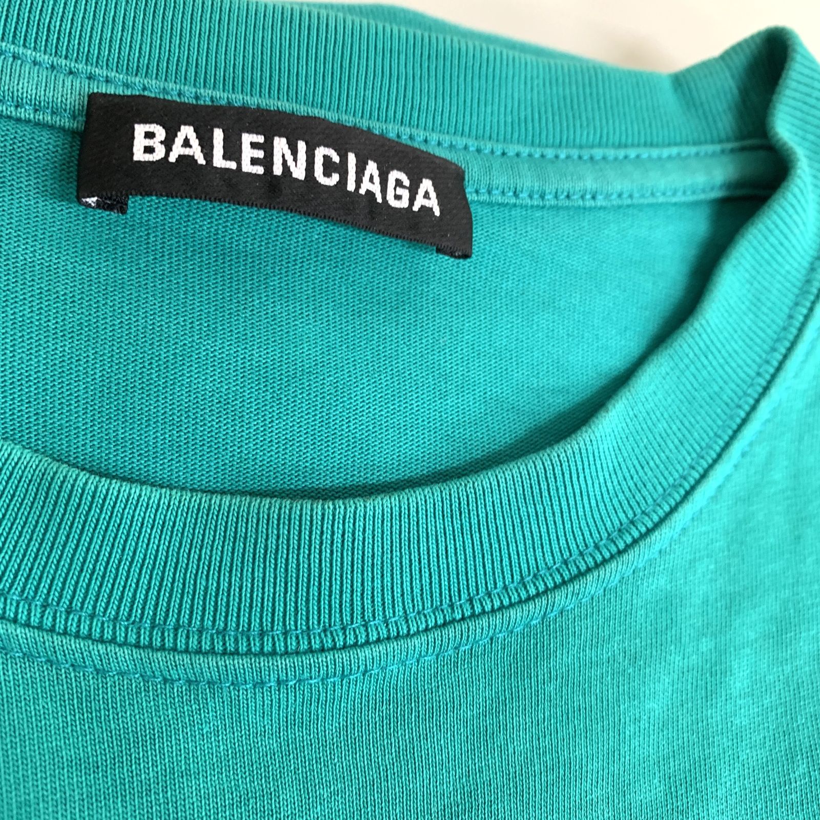 GT1【中古品】BALENCIAGA バレンシアガ ロゴ Tシャツ XSサイズ グリーン