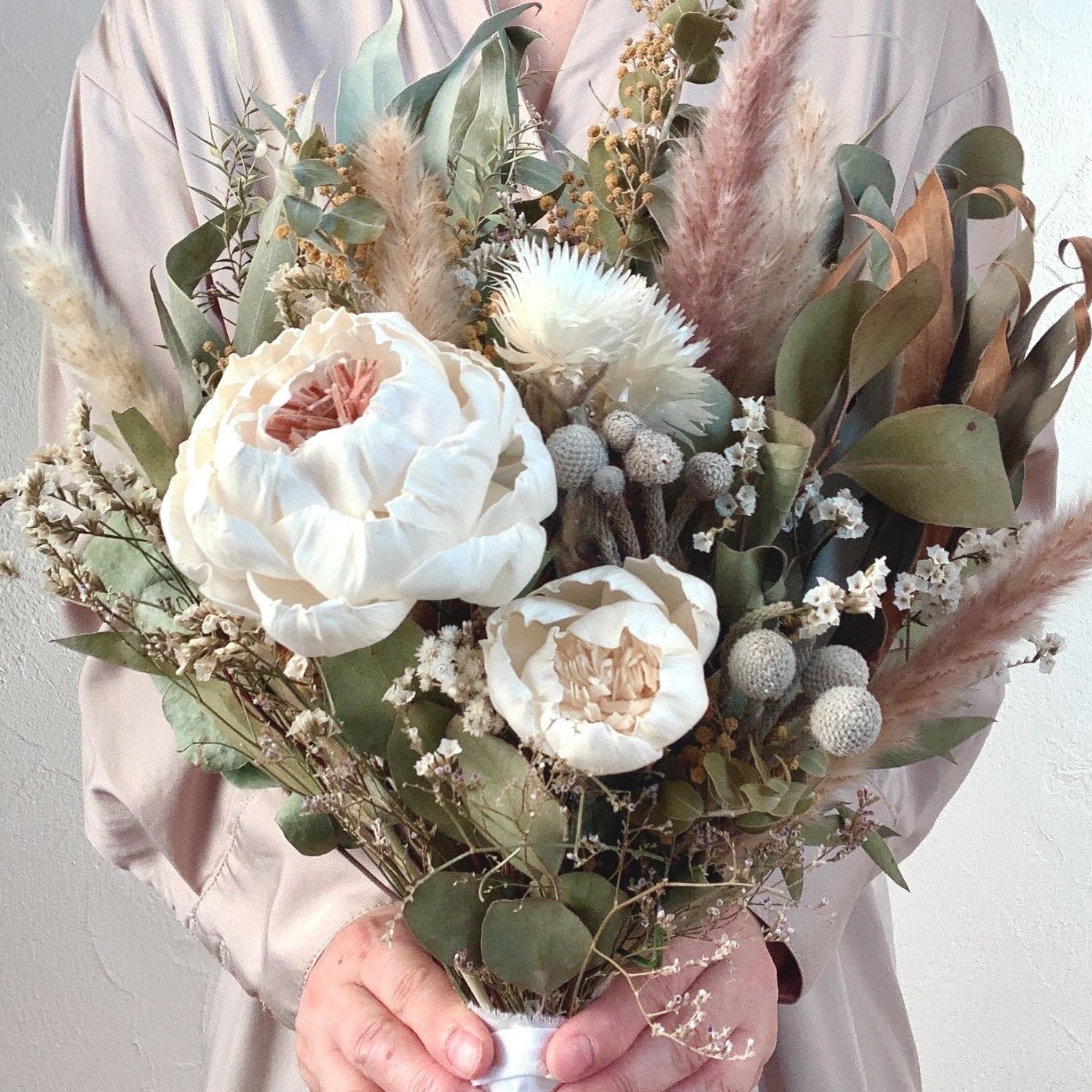 NO.84 ミモザとユーカリのブーケ&ブートニアのセット NO.84 ミモザとユーカリのブーケ&ブートニアのセット