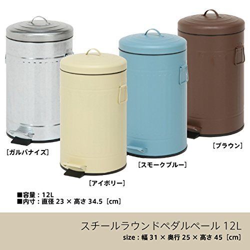 【新着商品】不二貿易(Fujiboeki) ゴミ箱 ダストボックス 容量12L ガルバナイズ ペダル式 ラウンド スチール 34741