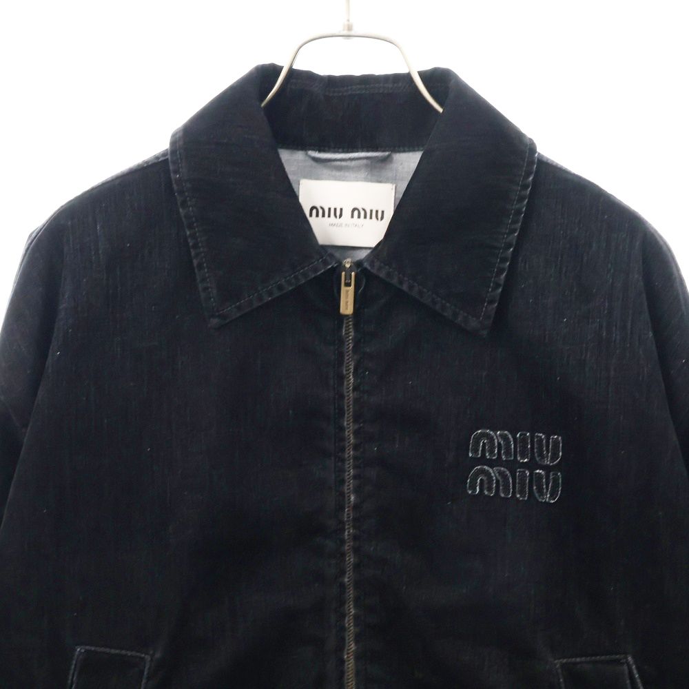 Miu Miu フロック加工 シャンブレーブルゾンジャケット