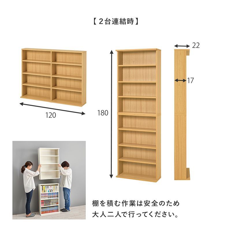 本棚2台セット 縦横に連結可能 ブックラック 薄型 コミックラック
