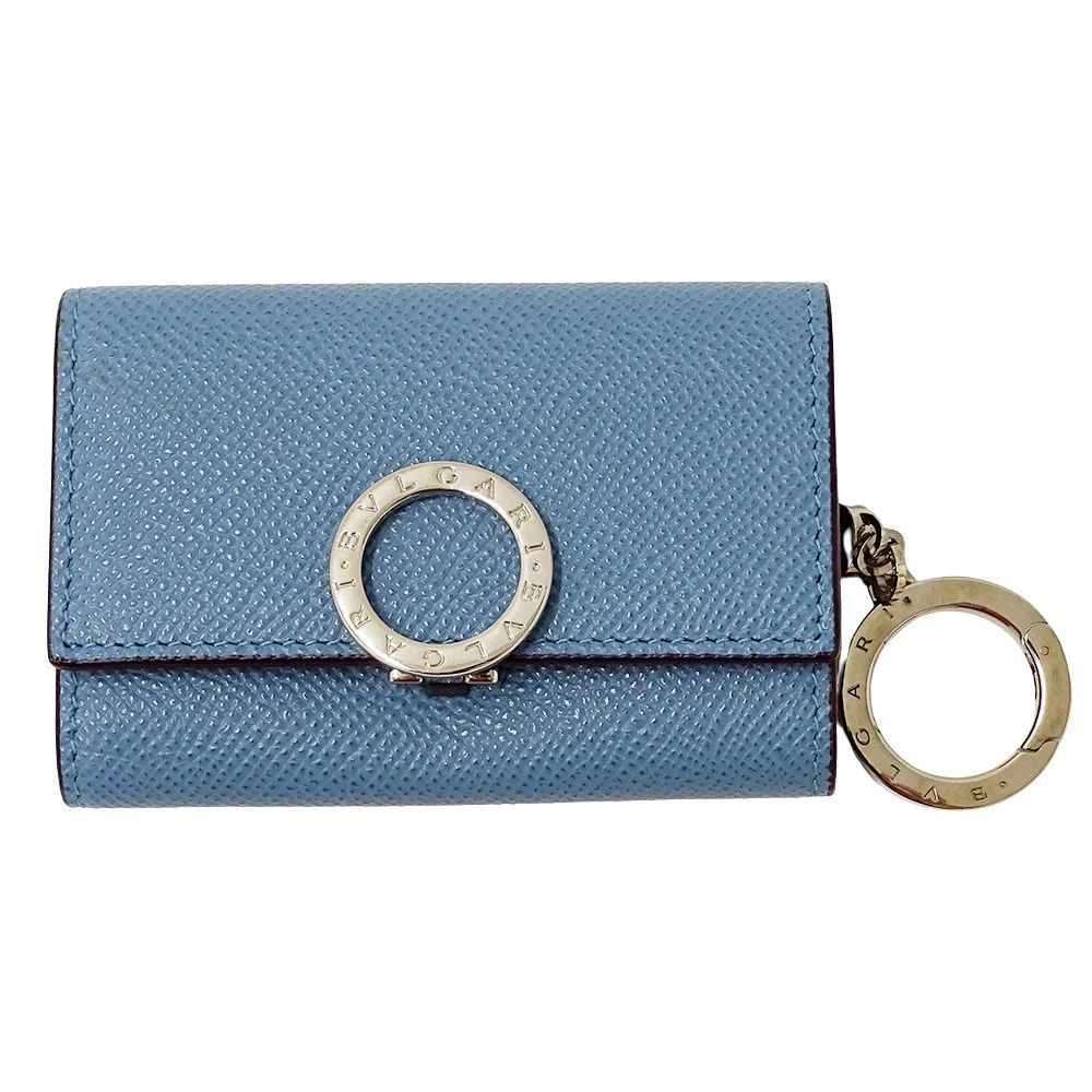 ブルガリ BVLGARI キーケース メンズ ブランド 6連キーケース ブルガリブルガリ レザー ライトブルー キーリング付き コンパクト おしゃれ