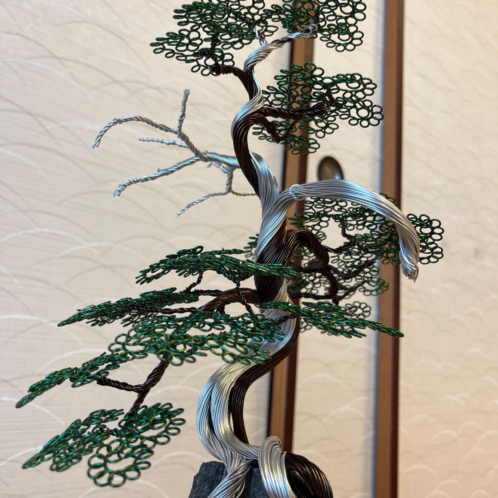 ワイヤーアート 盆栽 真柏風 シンパク 鉢付き Bonsai 木の彫刻 贈り物