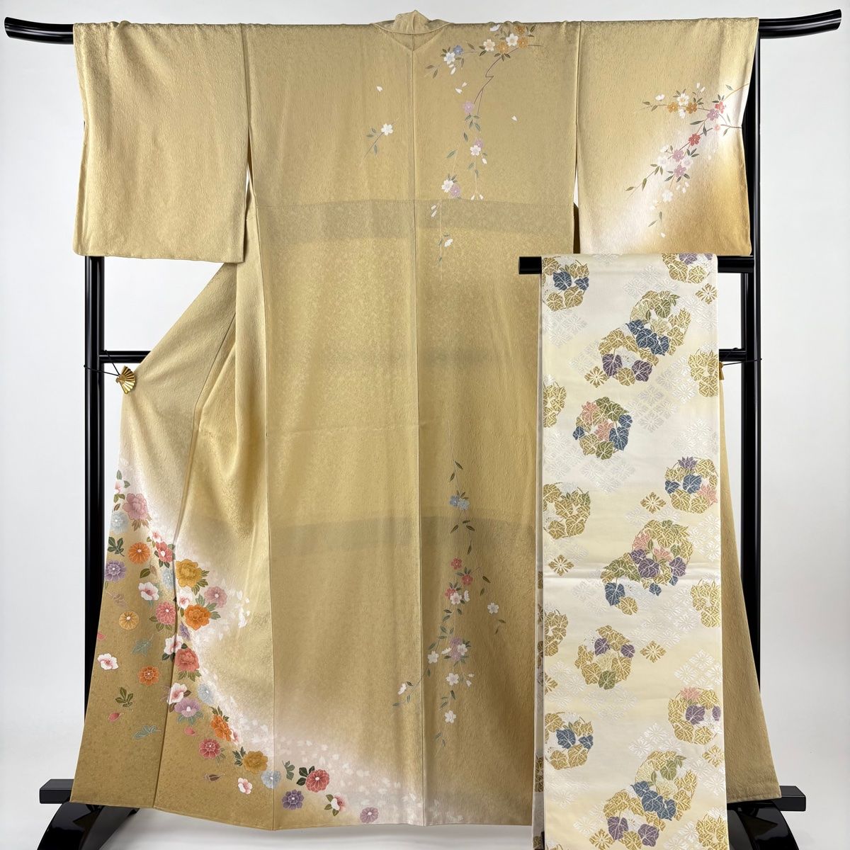 訪問着　袋帯2点セット　正絹　美品 中古】 訪問着 袋帯 コーディネートセット 4点セット 着物セット