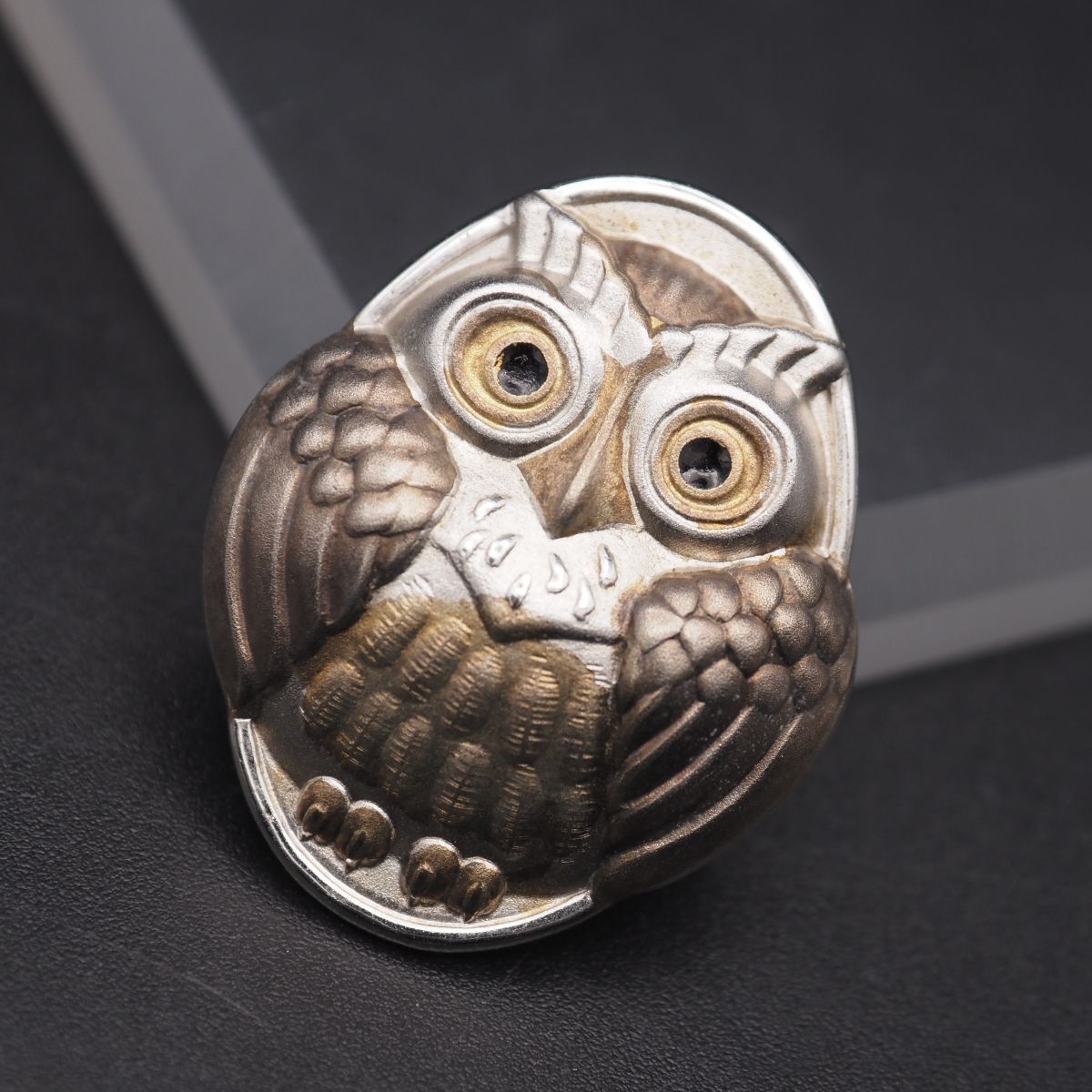 TAKEHIKO TAKEHIKO武比古 フクロウ 梟 レリーフ SILVER999純銀伝統工芸
