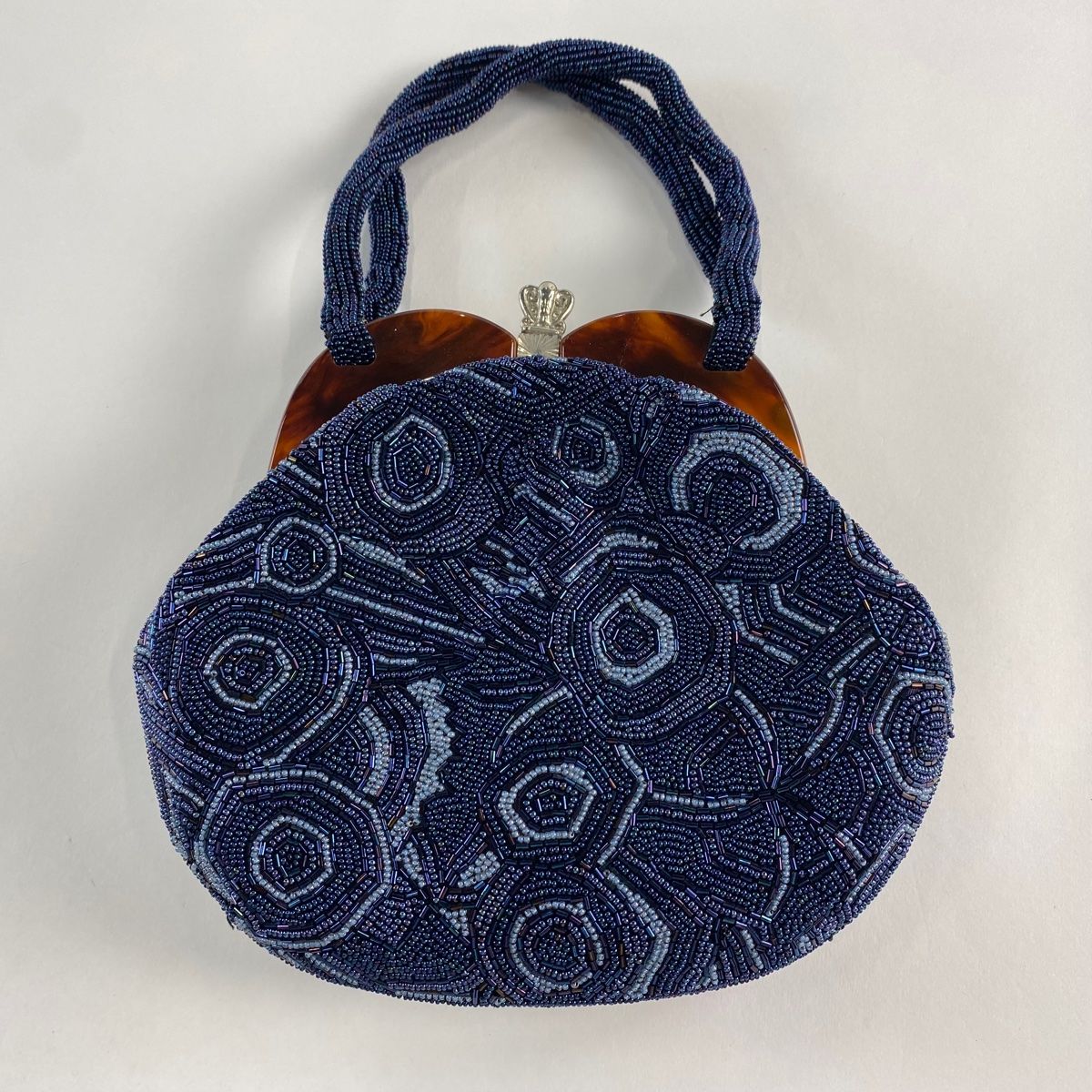 和装バッグ 優品 ビーズバッグ フォーマル 縞 幾何学 赤茶 販売 ビーズ