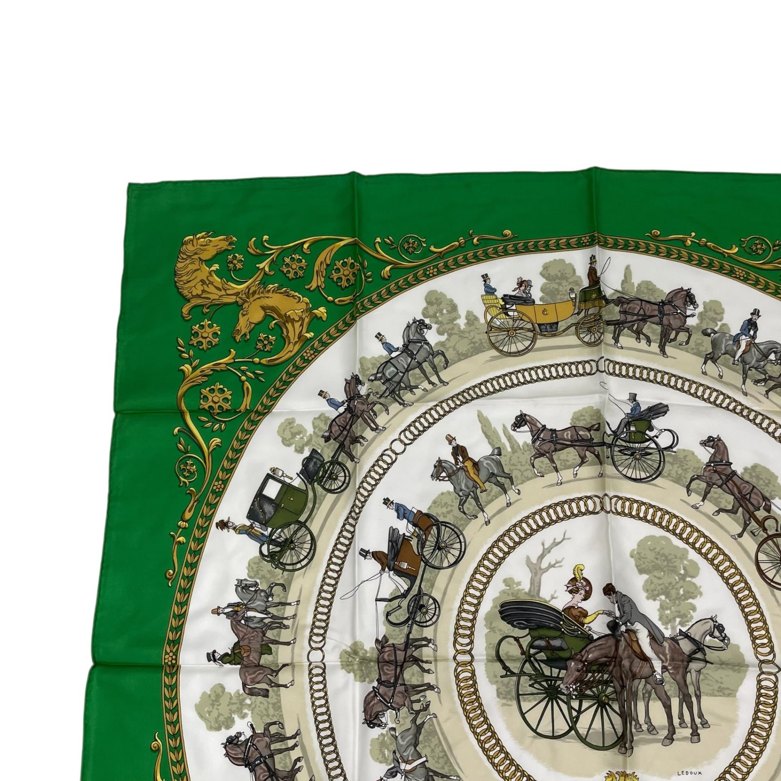 【極美品】HERMES エルメス ロンシャンへの散歩　シルク スカーフ エルメス / HERMES スカーフ カレ 90 ロンシャンへの散歩 シルク
